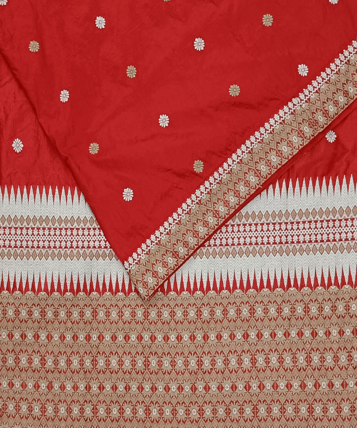 Red offwhite silk handloom assam saree