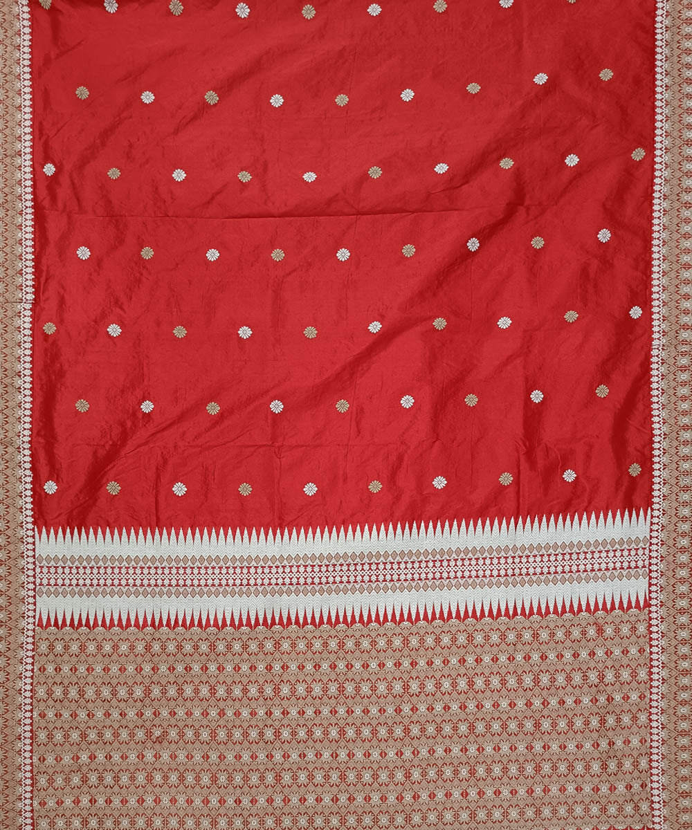 Red offwhite silk handloom assam saree