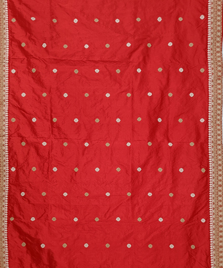 Red offwhite silk handloom assam saree