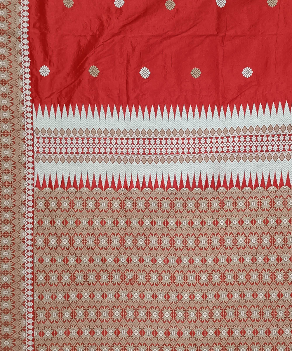 Red offwhite silk handloom assam saree