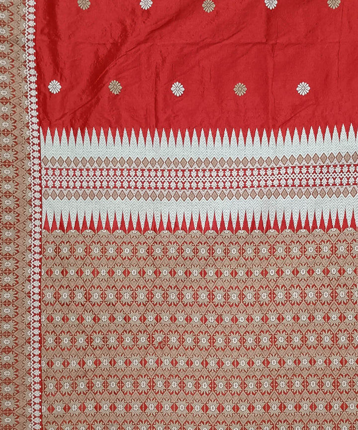 Red offwhite silk handloom assam saree