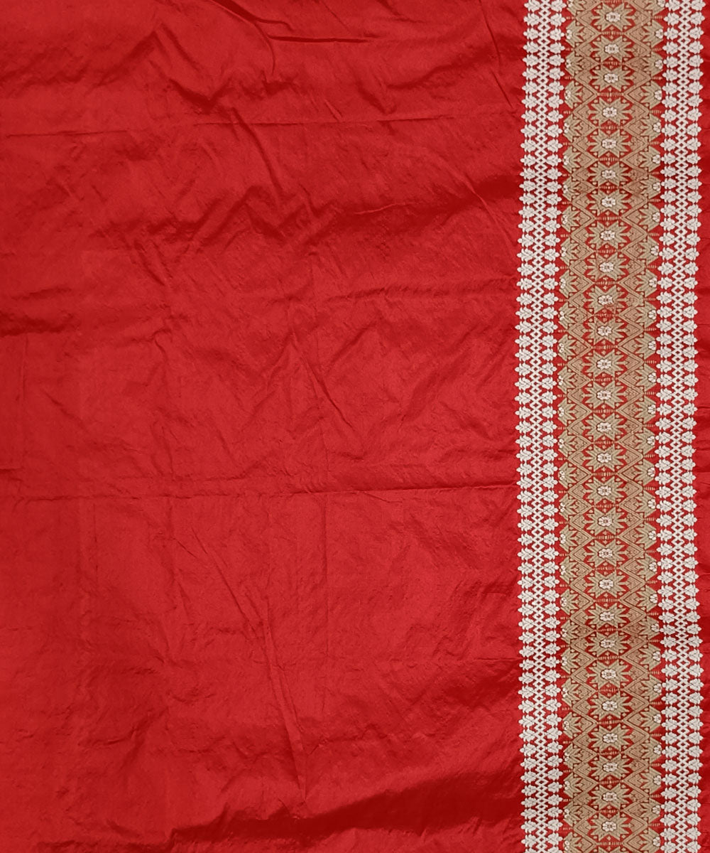 Red offwhite silk handloom assam saree