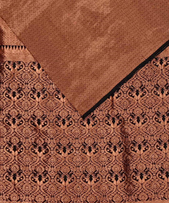 Brown black silk handloom assam saree