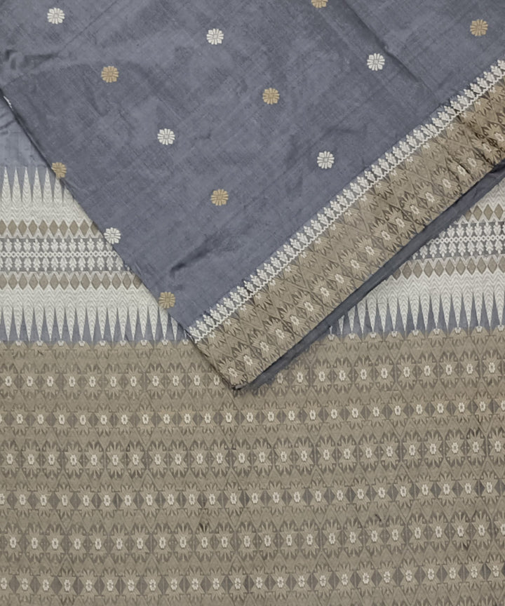 Grey white silk handloom assam saree