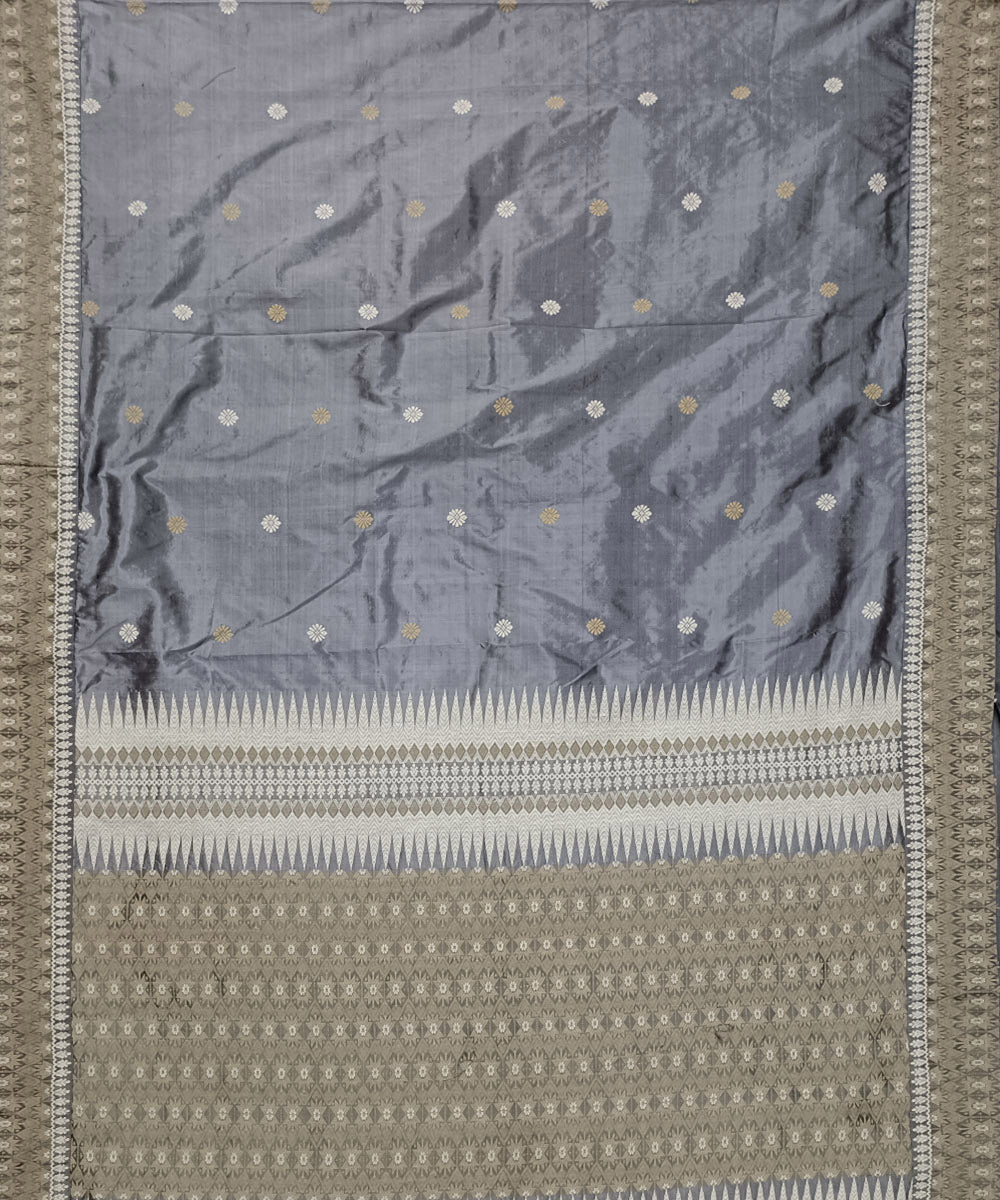 Grey white silk handloom assam saree