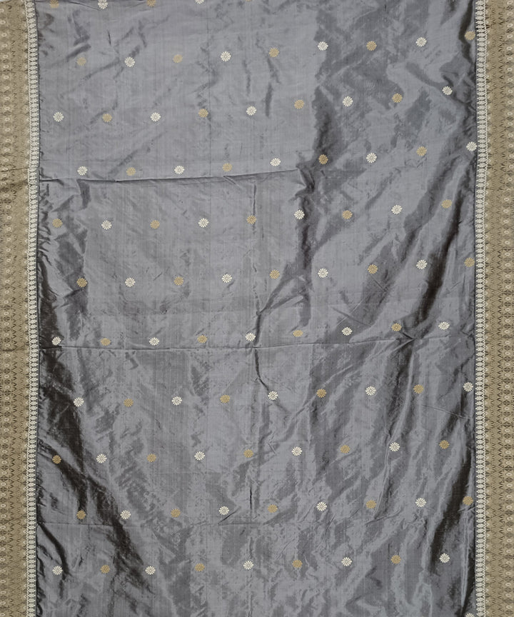 Grey white silk handloom assam saree