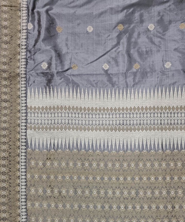 Grey white silk handloom assam saree
