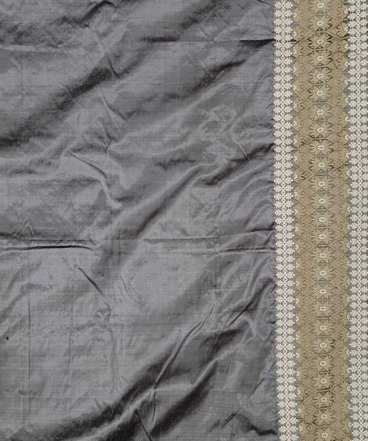 Grey white silk handloom assam saree