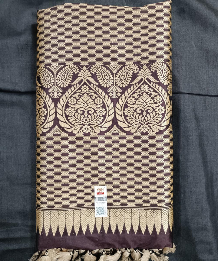 Black grey silk handloom assam saree