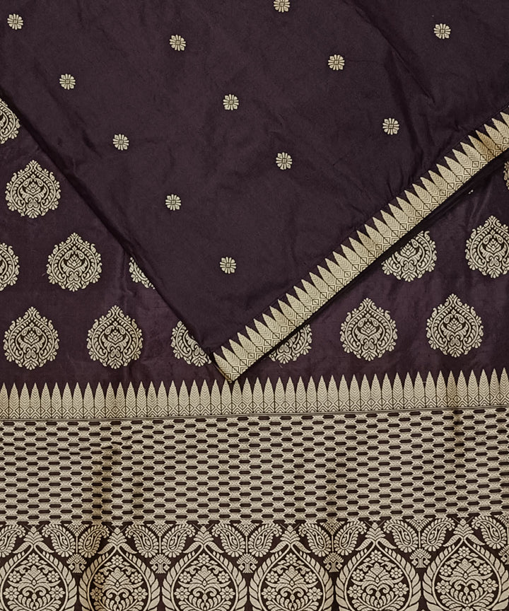 Black grey silk handloom assam saree