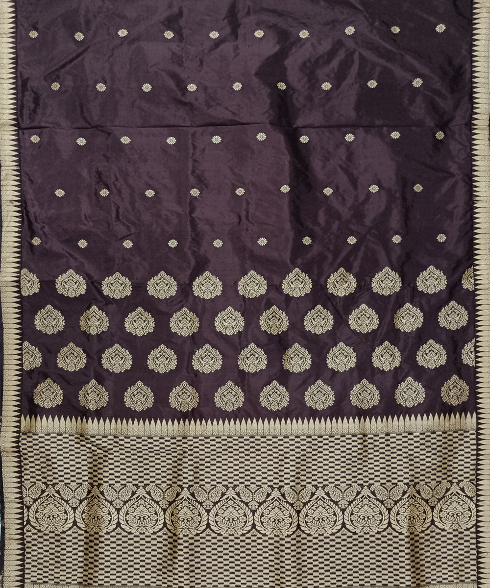 Black grey silk handloom assam saree