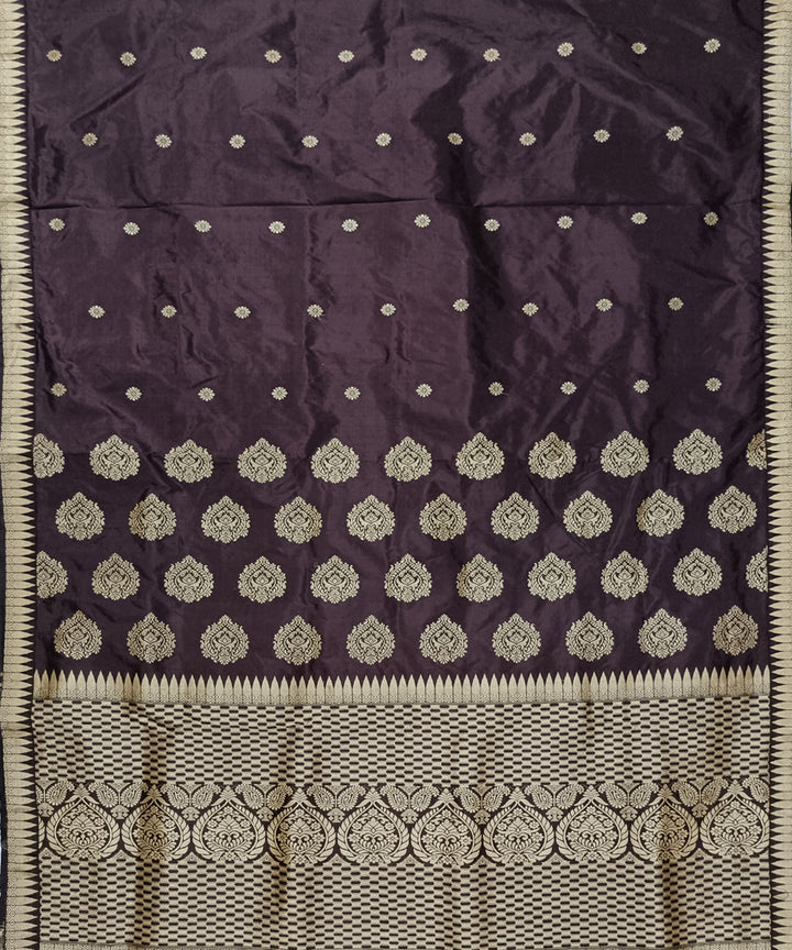 Black grey silk handloom assam saree