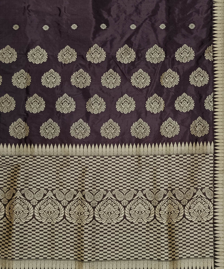 Black grey silk handloom assam saree