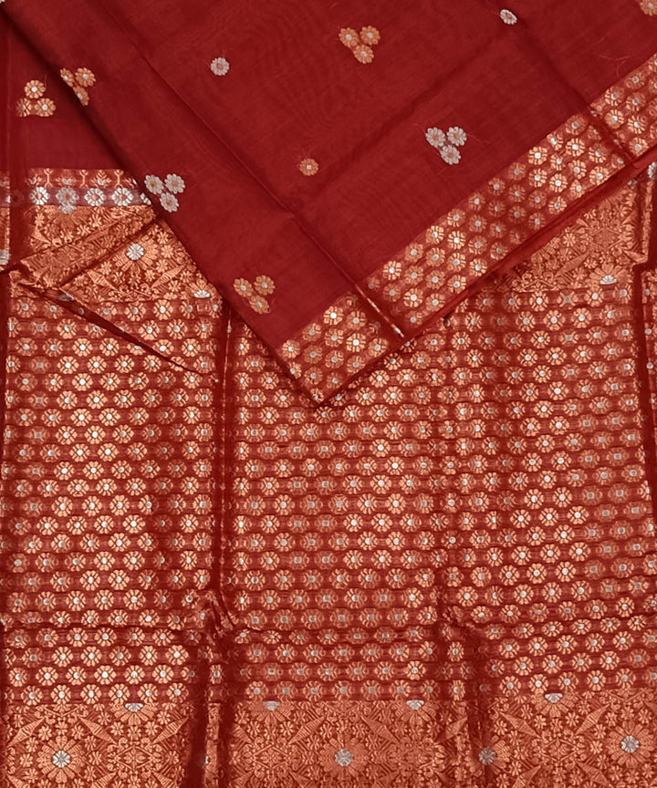 Red white silk handloom assam saree