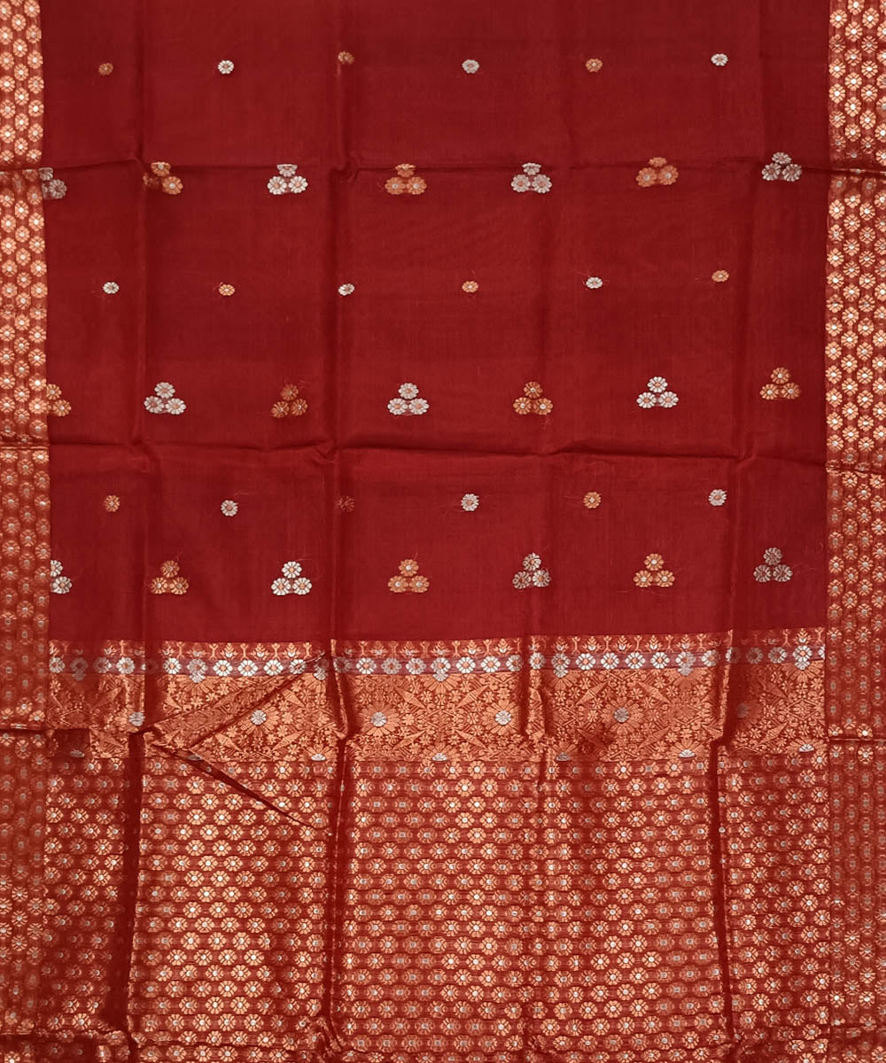 Red white silk handloom assam saree