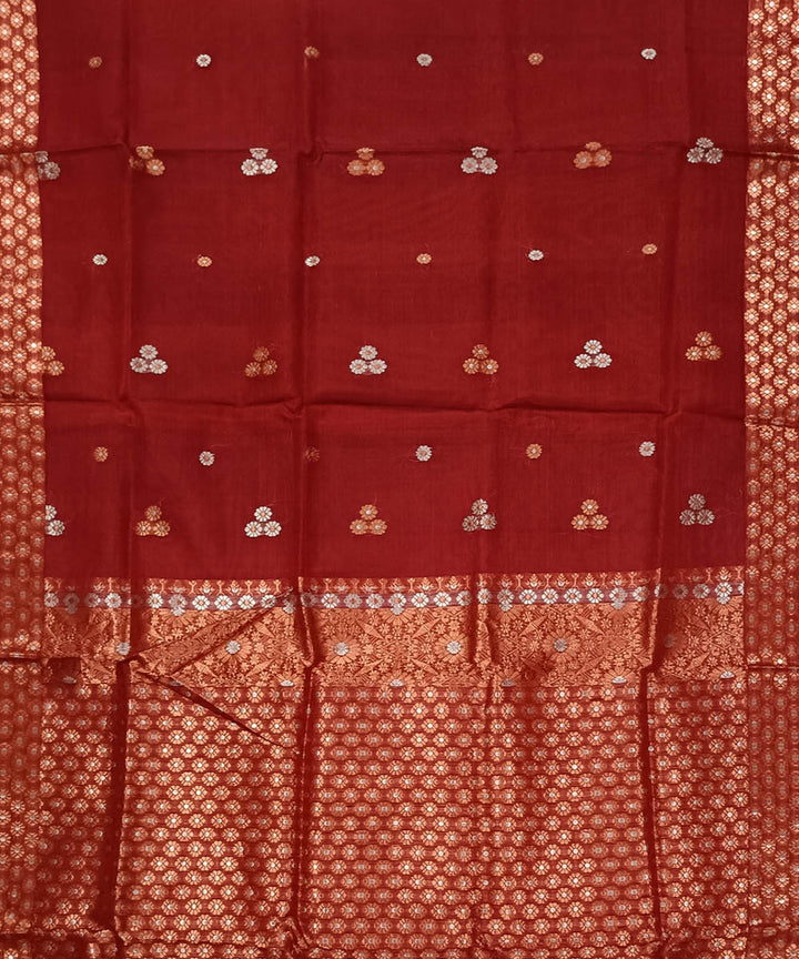 Red white silk handloom assam saree