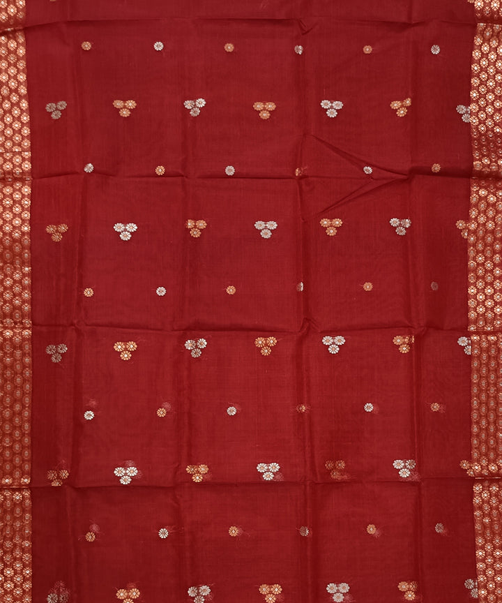 Red white silk handloom assam saree