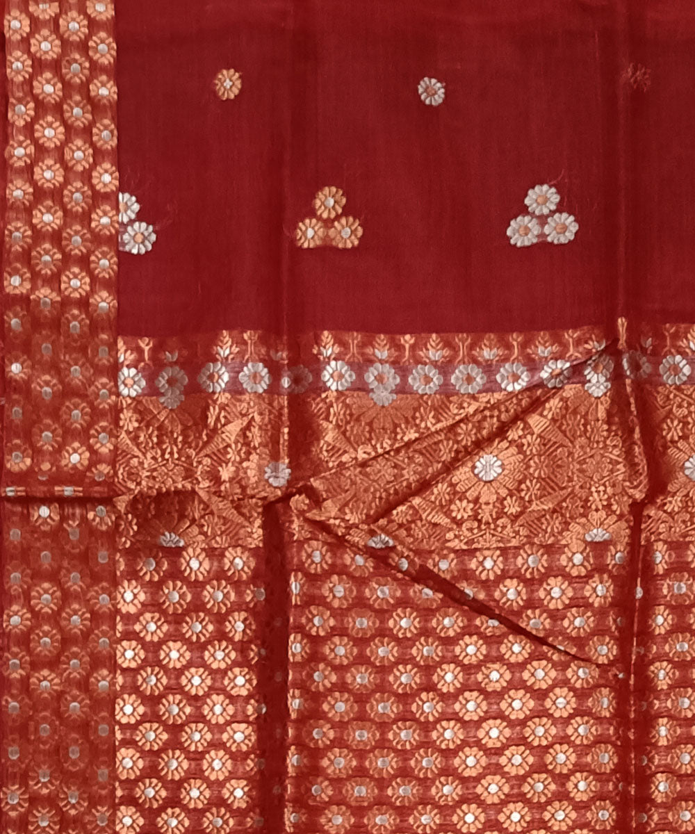 Red white silk handloom assam saree