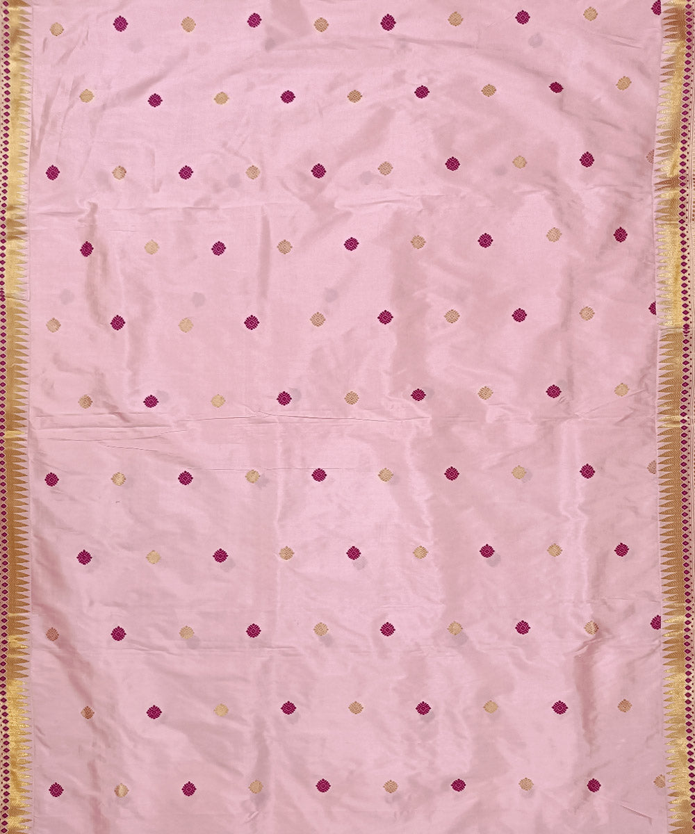 Pink red silk handloom assam saree