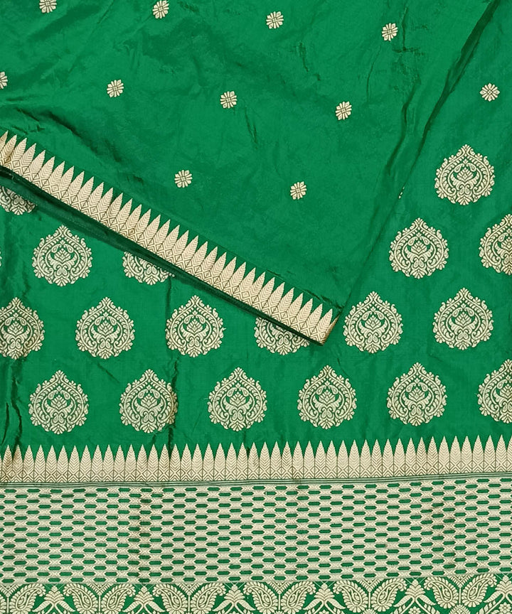 Dark green grey silk handloom assam saree