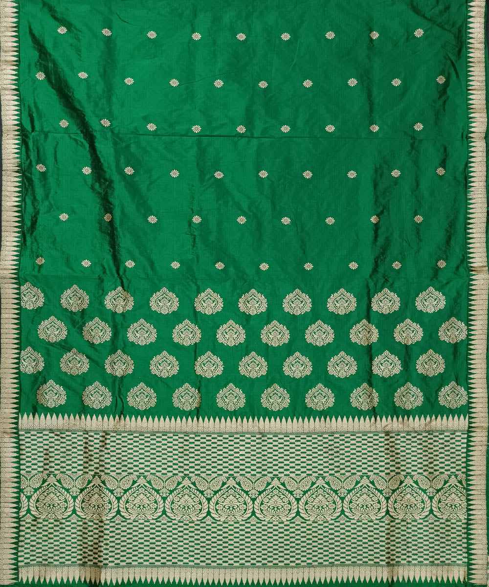 Dark green grey silk handloom assam saree