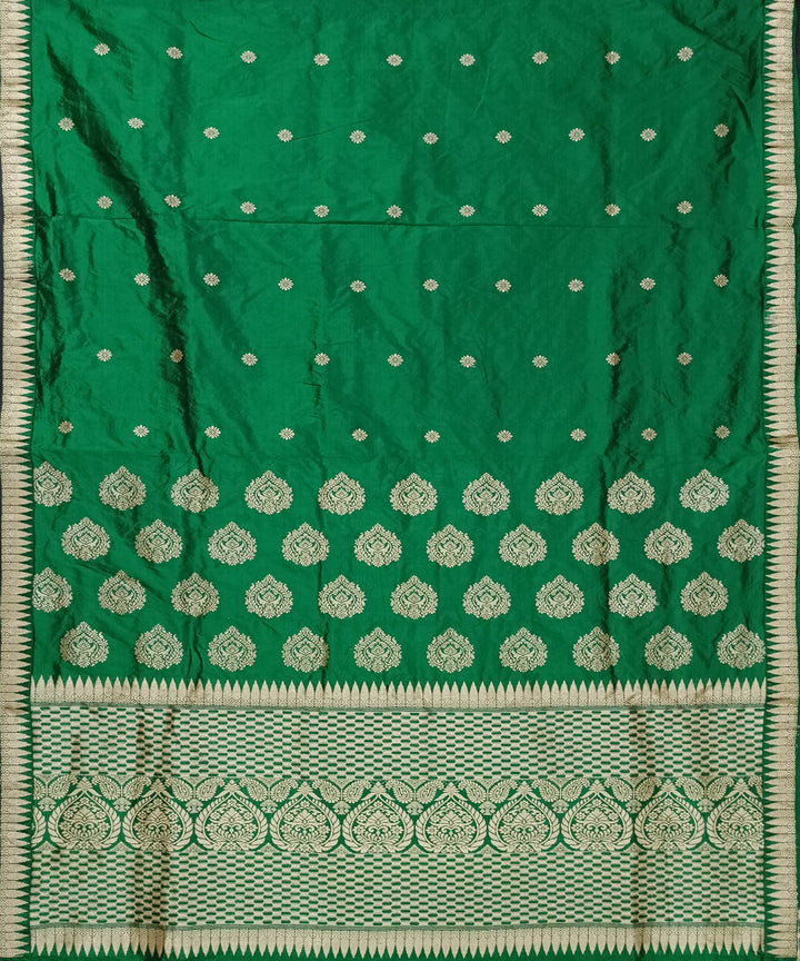Dark green grey silk handloom assam saree