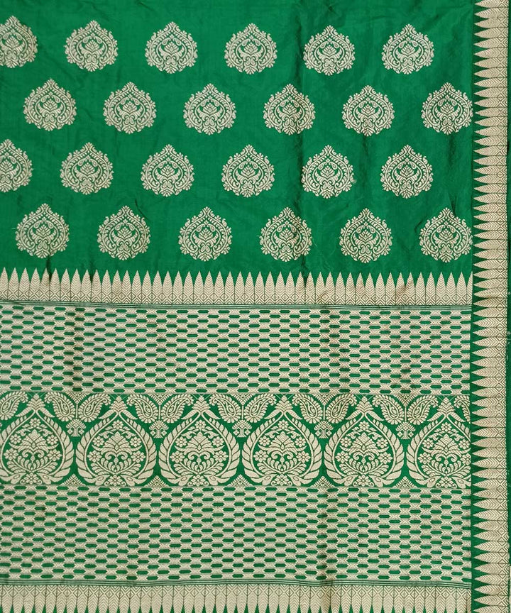 Dark green grey silk handloom assam saree