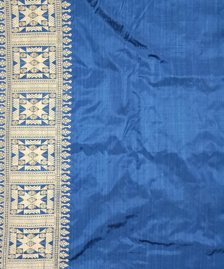 Blue grey silk handloom assam saree