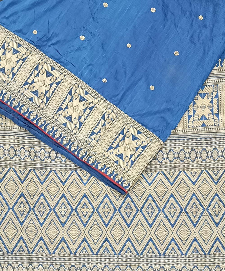 Blue grey silk handloom assam saree