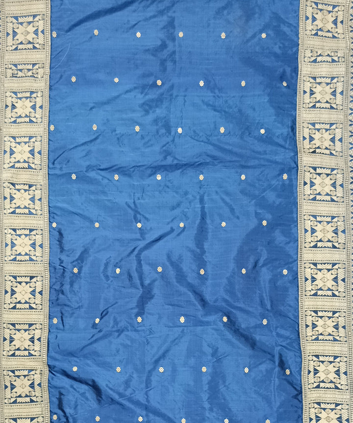 Blue grey silk handloom assam saree