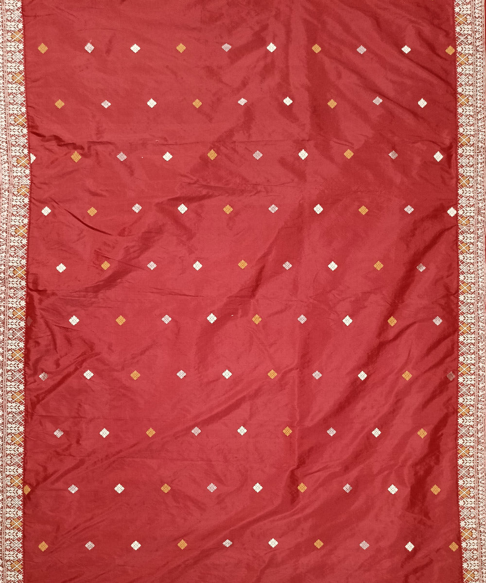 Red yellow silk handloom assam saree