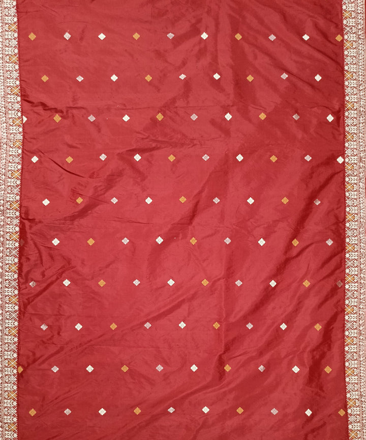 Red yellow silk handloom assam saree
