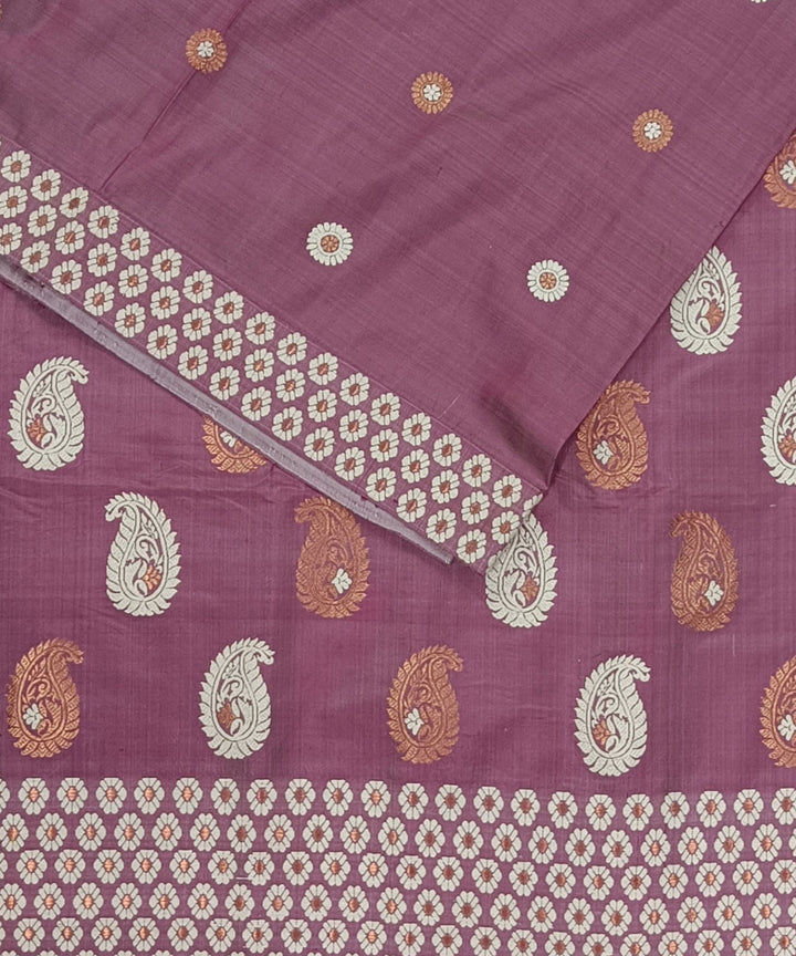 Purple cream silk handloom assam saree