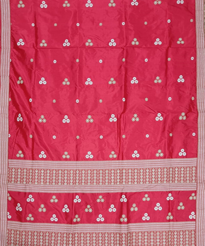 Red cream handloom assam silk saree