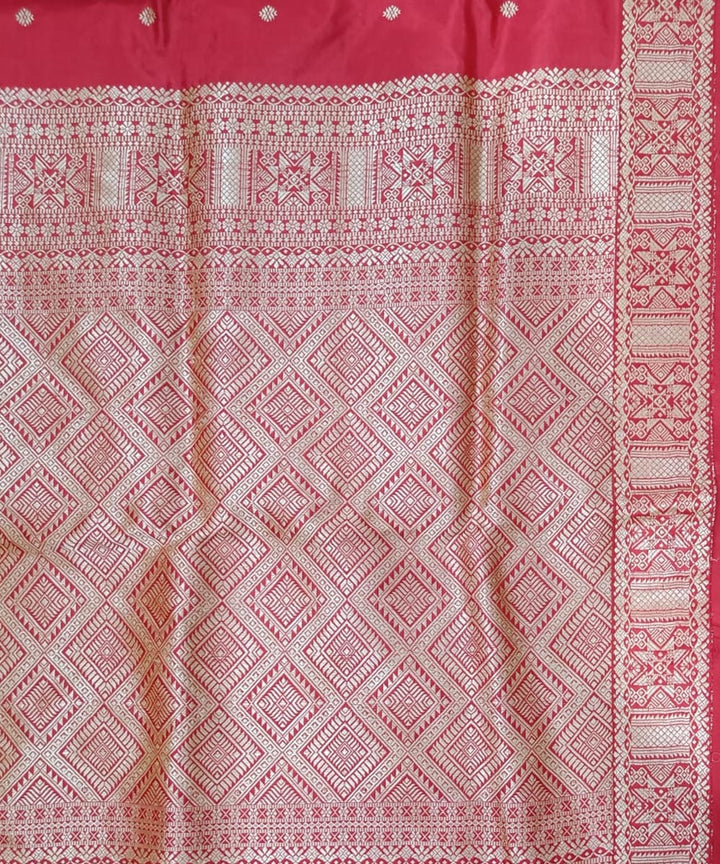 Red cream silk handloom assam saree