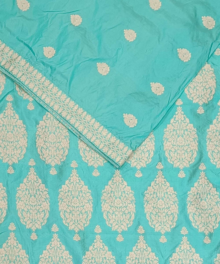 Sky blue white silk handloom assam saree