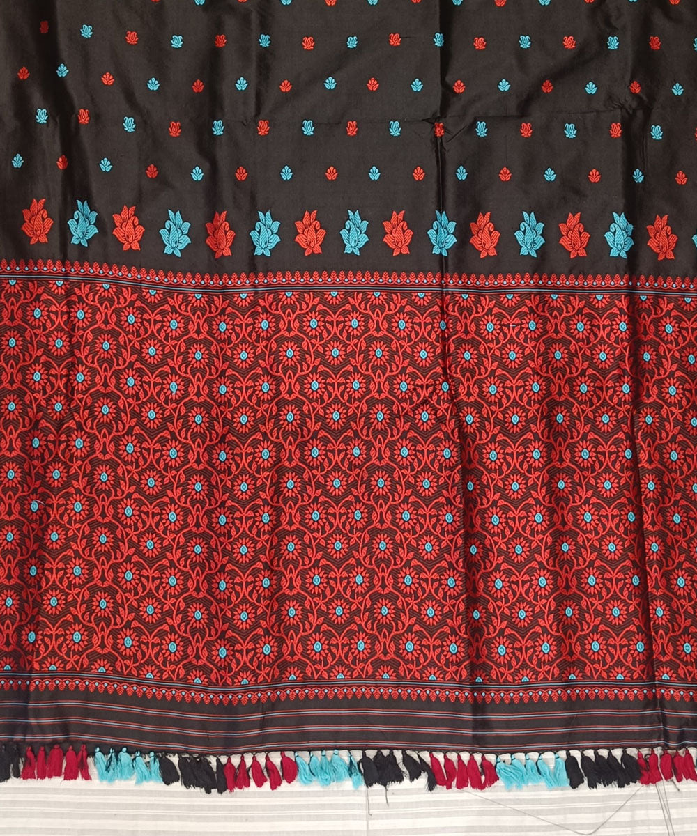 Black red silk handloom assam saree