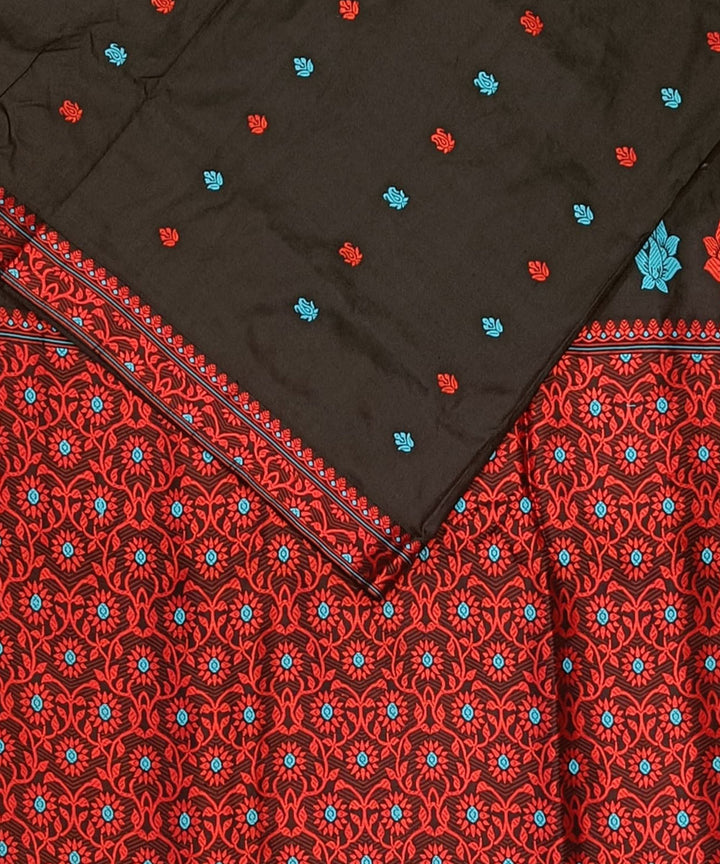 Black red silk handloom assam saree