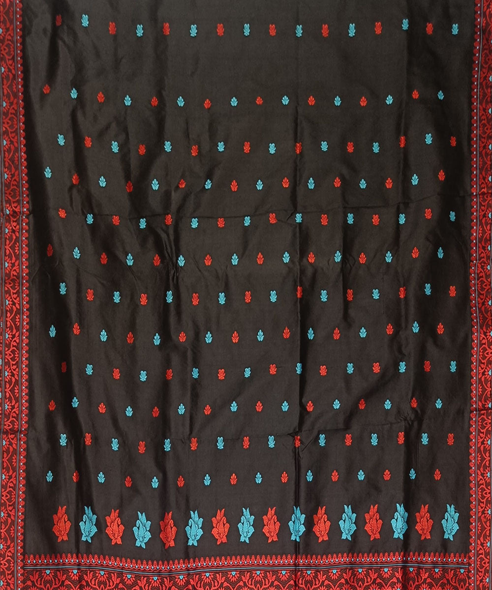 Black red silk handloom assam saree