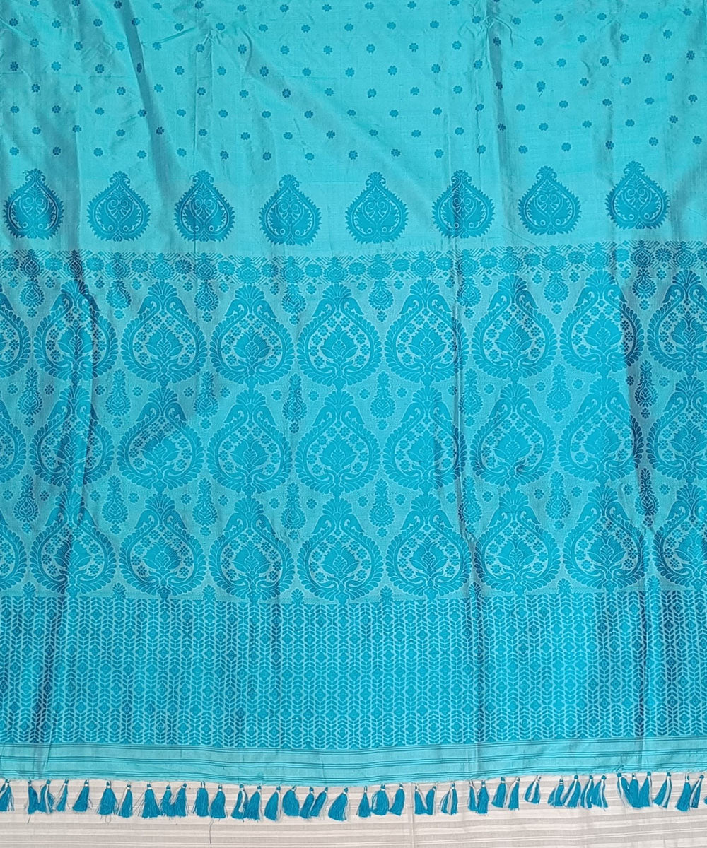Sky blue blue silk handloom assam saree