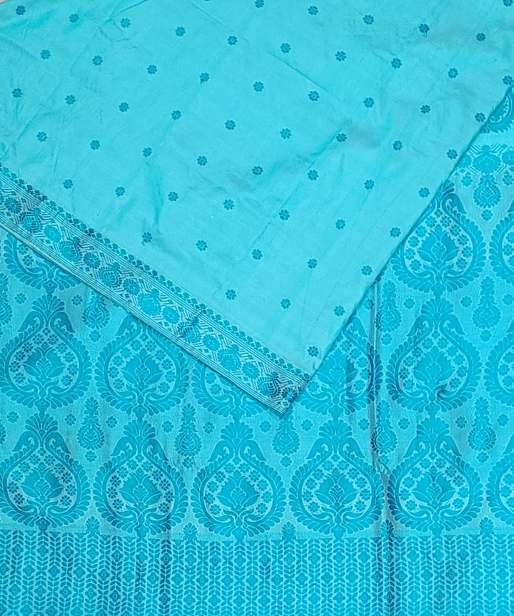 Sky blue blue silk handloom assam saree