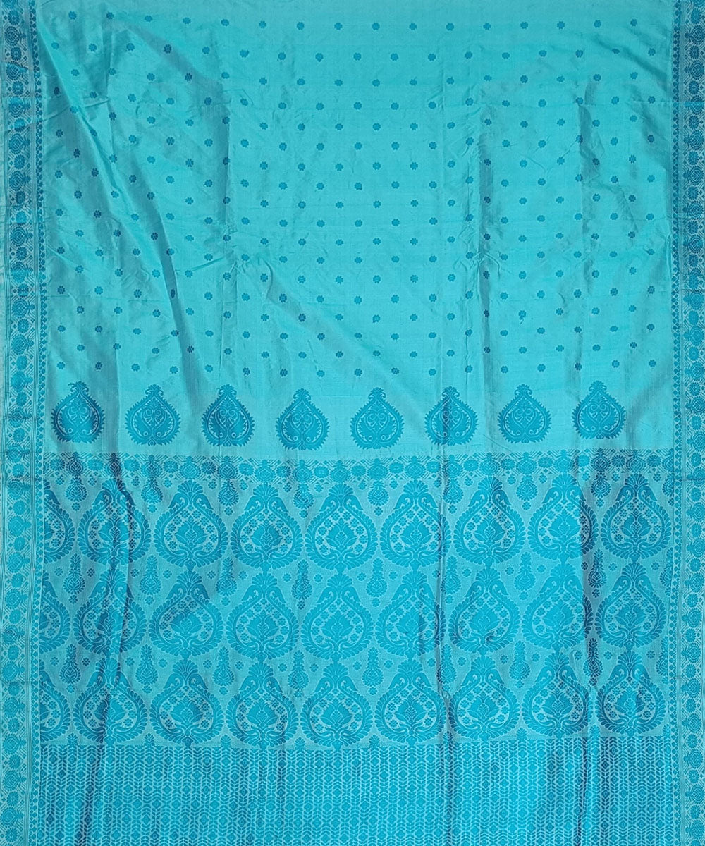 Sky blue blue silk handloom assam saree