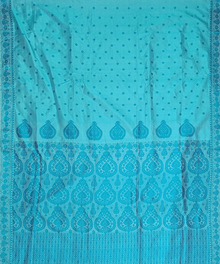 Sky blue blue silk handloom assam saree