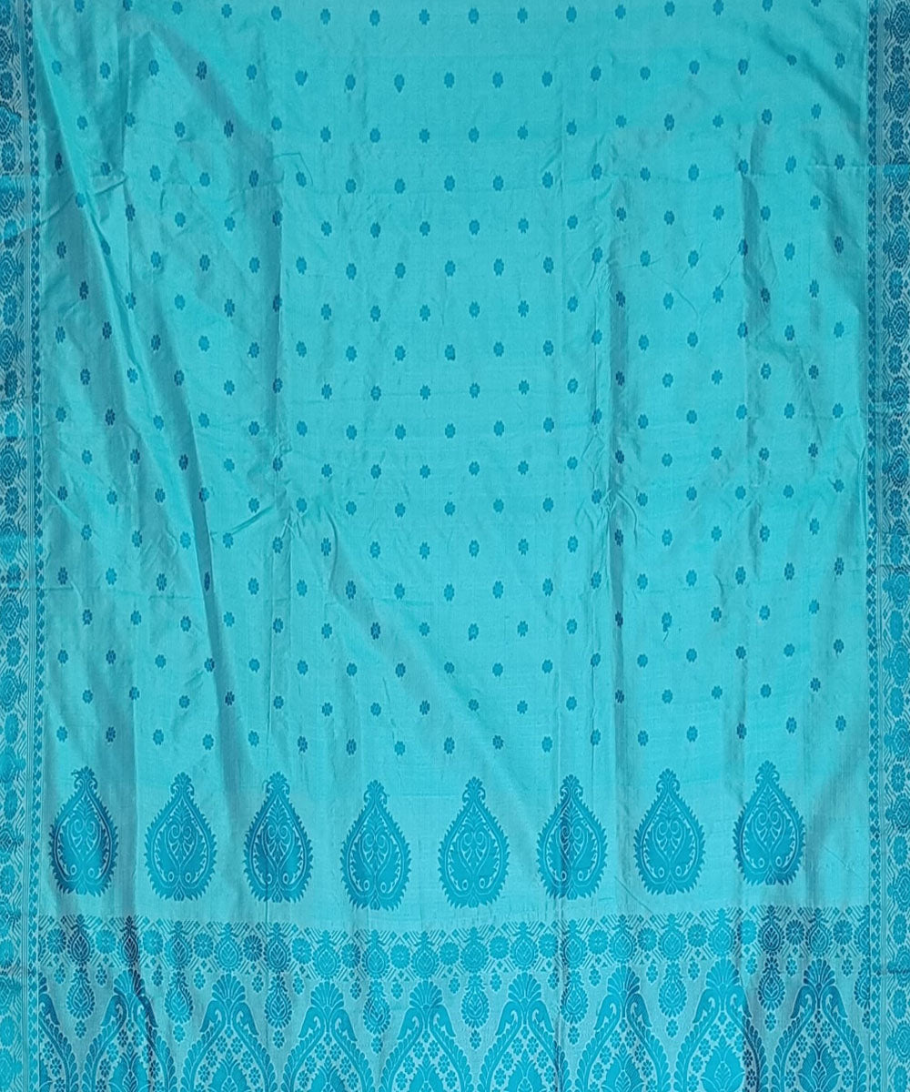 Sky blue blue silk handloom assam saree
