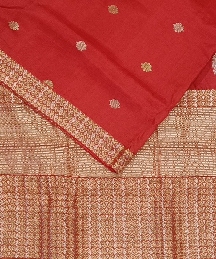 Maroon golden handloom assam silk saree