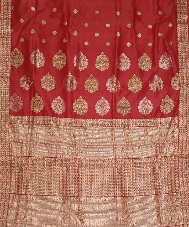 Maroon golden handloom assam silk saree