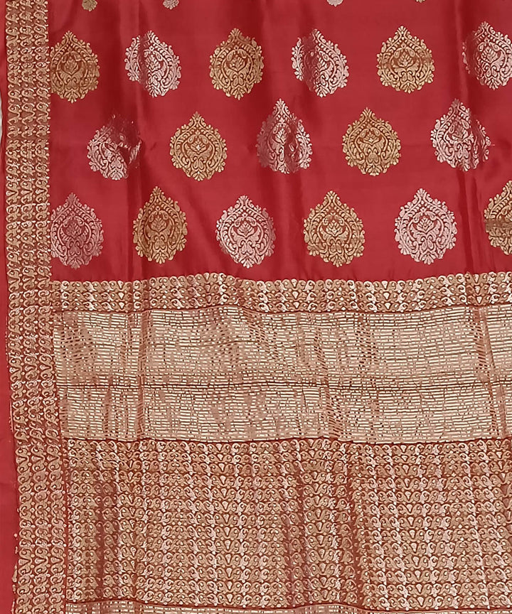 Maroon golden handloom assam silk saree