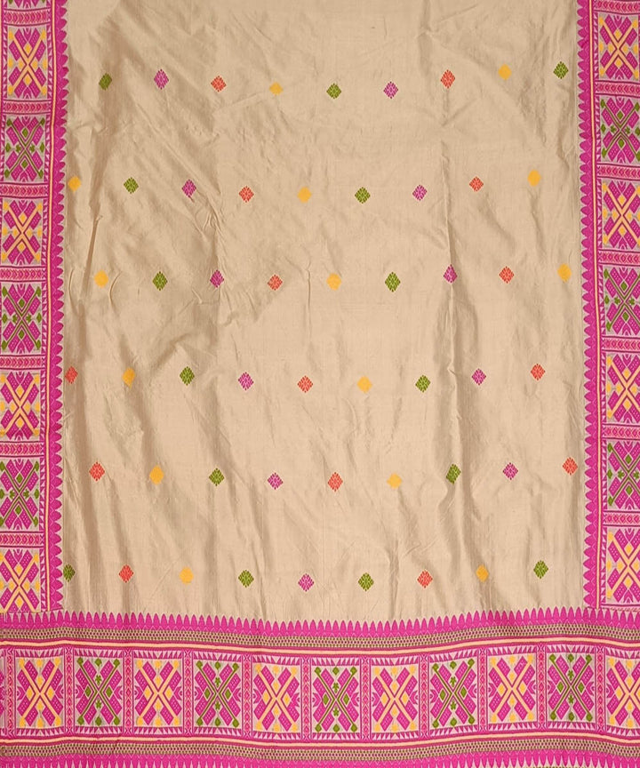 Peach pink silk handloom assam saree