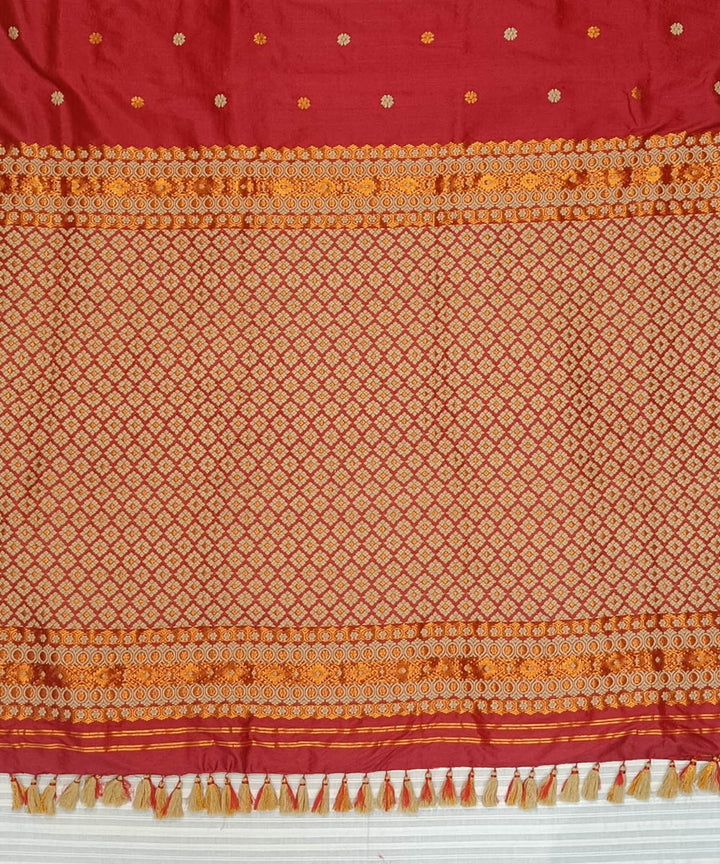 Red golden handloom assam silk saree