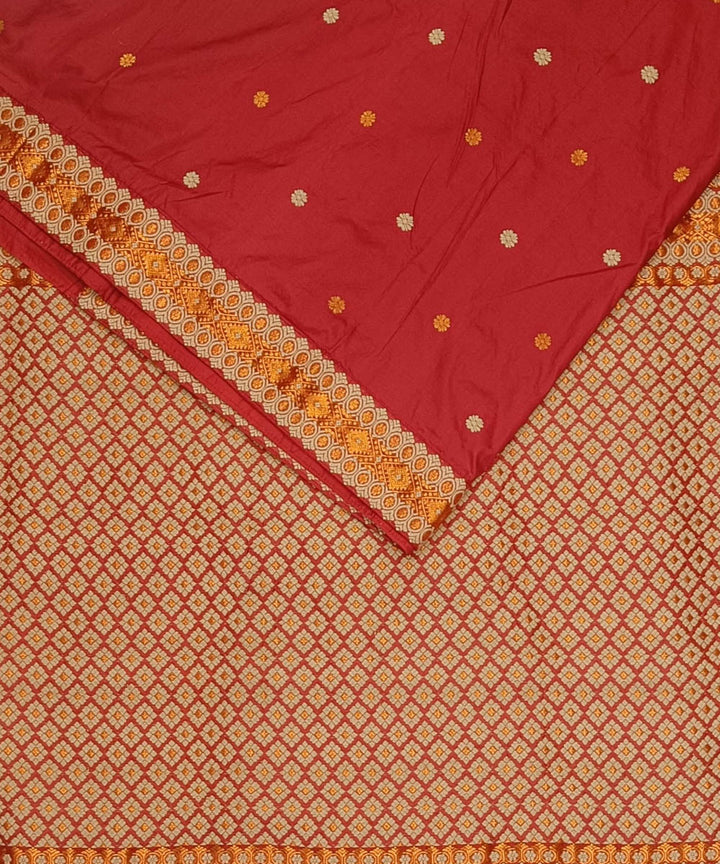 Red golden handloom assam silk saree